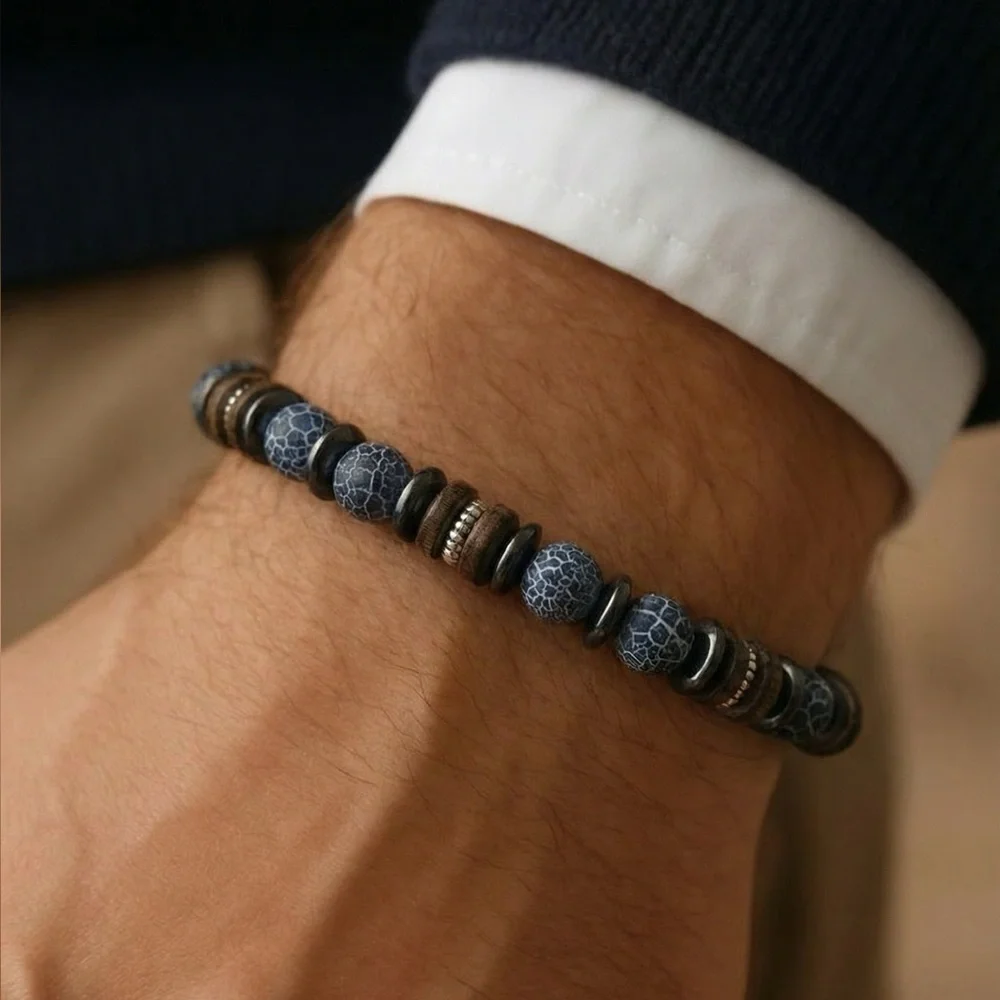IM BACK  Blue Beaded Bracelet